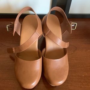 Brown clog heels. Never been worn!